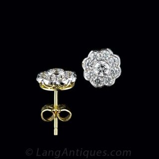 Antique Style Diamond Cluster Earrings
