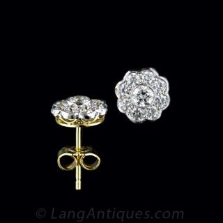 Antique Style Diamond Cluster Earrings