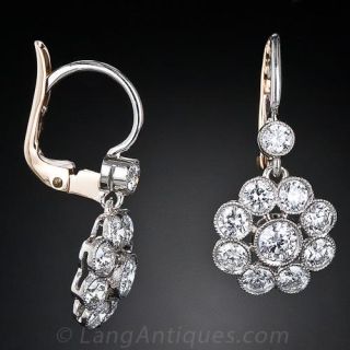 Antique Style Diamond Cluster Earrings