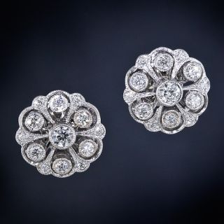 Antique Style Diamond Cluster Stud Earrings