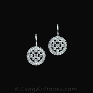 Antique Style Diamond Drop Earrings Main View