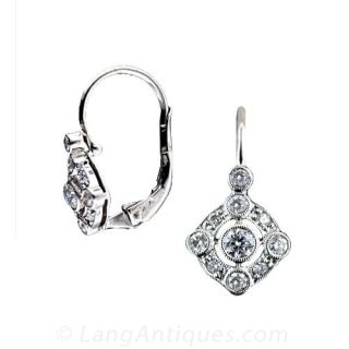 Antique Style Diamond Drop Earrings