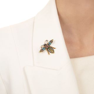 Antique Style Enamel Bug Brooch