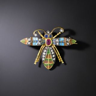 Antique Style Enamel Bug Brooch - 2