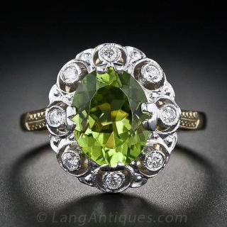 Antique Style Peridot and Diamond Ring