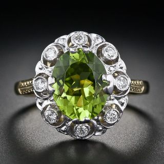 Antique Style Peridot and Diamond Ring