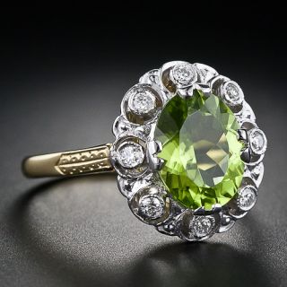 Antique Style Peridot and Diamond Ring