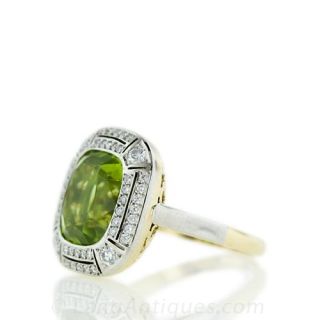 Antique Style Peridot and Diamond Ring