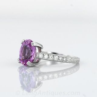 Antique Style Pink Sapphire and Diamond Ring