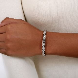 Antique Style Rose-Cut Diamond Bangle Bracelet