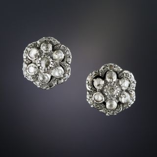 Antique-Style Rose-Cut Diamond Cluster Earrings