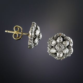 Antique-Style Rose-Cut Diamond Cluster Earrings