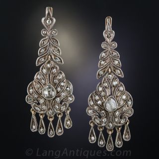 Antique Style Rose-Cut Diamond Drop Earrings