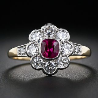 Antique Style Ruby and Diamond Antique Style Ring