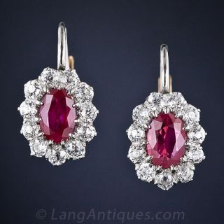 Antique Style Ruby and Diamond Earrings