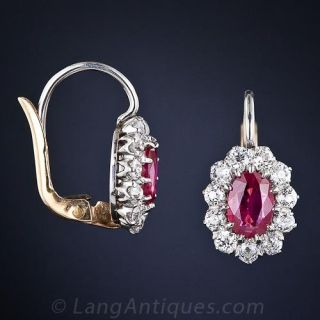Antique Style Ruby and Diamond Earrings