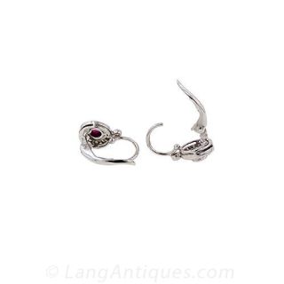 Antique Style Ruby and Diamond Earrings