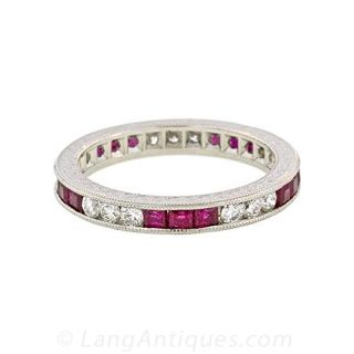 Antique Style Ruby and Diamond Eternity Band