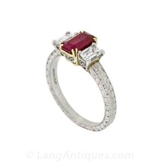 Antique Style Ruby and Diamond Ring