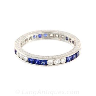 Antique Style Sapphire and Diamond Band