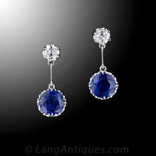 Antique Sapphire Diamond Earrings