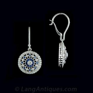 Antique Style Sapphire and Diamond Earrings