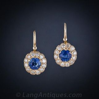 Antique Style Sapphire & Diamond Earrings