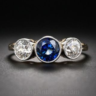 Antique Style Sapphire and Diamond Ring