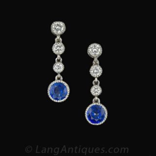 Antique Diamond Sapphire Earrings 