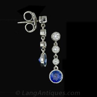 Antique Style Sapphire Drop Earrings