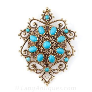 Antique Style Turquoise Brooch
