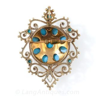 Antique Style Turquoise Brooch