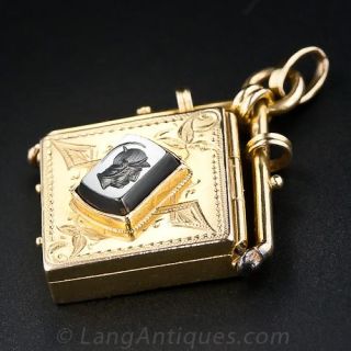 Antique Swedish 18k Engraved Locket with Intaglio