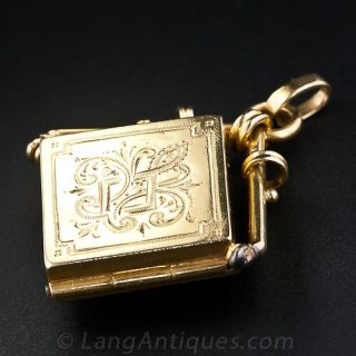Antique Swedish 18k Engraved Locket with Intaglio