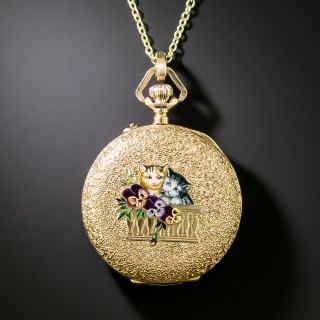Antique Swiss Enamel Kitten Pendant Watch* - 3