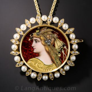 Antique Swiss Enamel Pin Pendant
