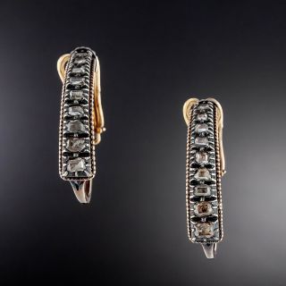 Antique Table-Cut Diamond Ear Hoops - 1