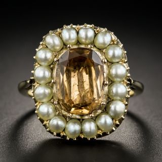 Antique Topaz and Pearl Ring - 1