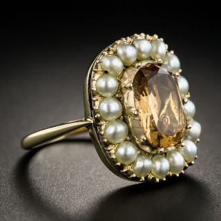 Antique Topaz and Pearl Ring