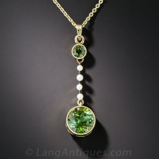 Antique Tourmaline and Seed Pearl Necklace
