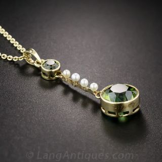 Antique Tourmaline and Seed Pearl Necklace