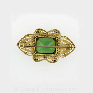 Antique Tourmaline and Seed Pearl Pin