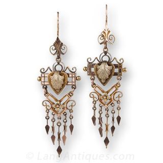 Antique Tri-Tone Gold Tassel Earrings