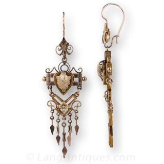 Antique Tri-Tone Gold Tassel Earrings