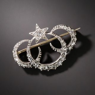 Antique Triple Crescent and Star Pin