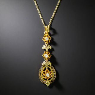 Antique Triple Diamond Dangle Lavaliere - 3