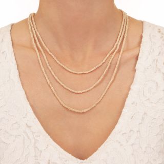Antique Triple-Strand Natural Seed Pearl Necklace