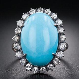 Antique Turquoise and Diamond Ring