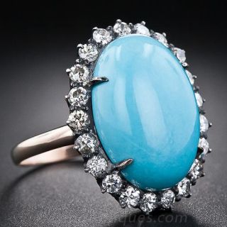 Antique Turquoise and Diamond Ring
