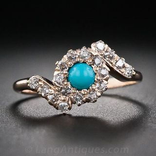 Antique Turquoise and Diamond Ring